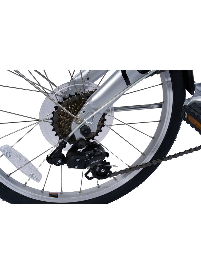 Dahon Route 20" Silver Folding Bike | 7-Speed Shimano Gear, 7005 Aluminum Frame  | Silver, 7-Speed Drivetrain - Image 3